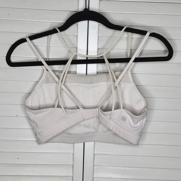 Athleta Powervita Superstrap Strappy Mesh Detail White Sports Bra MEDIUM EUC - Picture 4 of 9